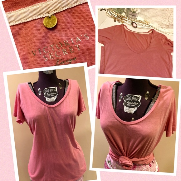 Victoria's Secret Tops - 🚫Sold🚫Victoria’s Secret pink soft cotton scoop T